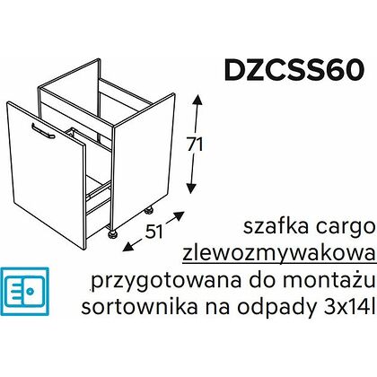Szafka dolna KAMMONO DZCSS60 zlewozmywakowa