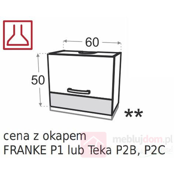 Szafka górna DXL WO6/50P1 z okapem