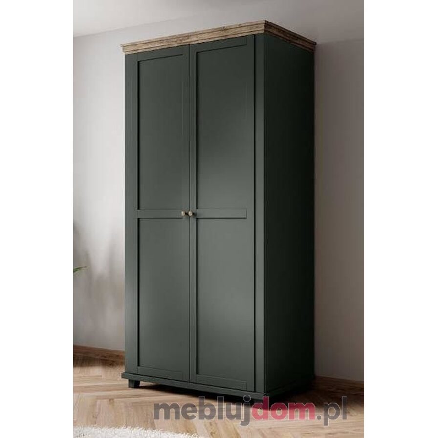 Szafa dwudrzwiowa EVORA S 18 Zielony + Dąb Lefkas