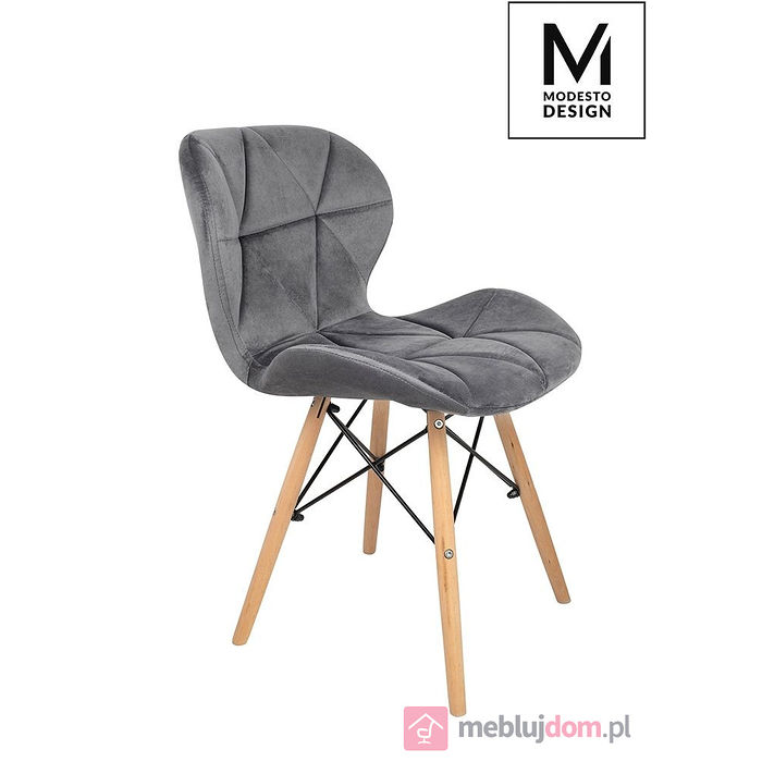 Krzesło MODESTO KLIPP VELVET Ciemny Szary