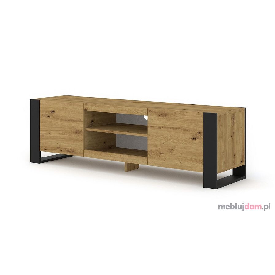 Szafka RTV LOFTINO 158 Dąb Artisan + Czarny