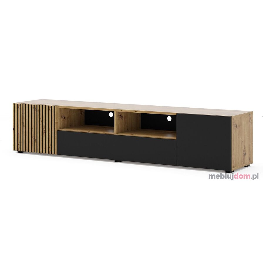 Szafka RTV LAMELLE 200 Dąb Artisan + Czarny Mat