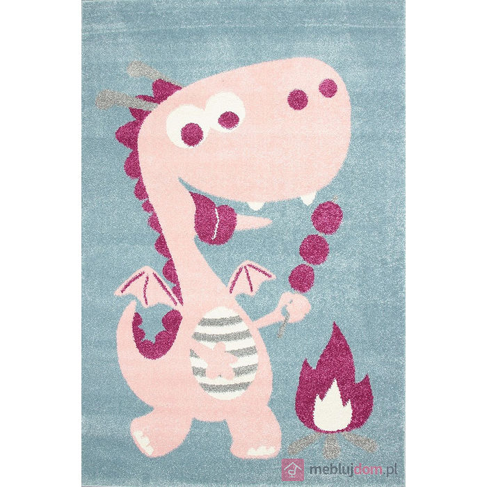 Dywan KIDDY DRAGON9 PINK niebieski z różowym smokiem