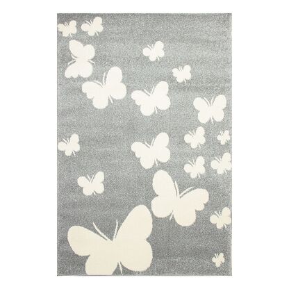 Dywan KIDDY E331A-SFS21 GREY/WHITE szary dla dziecka w motylki
