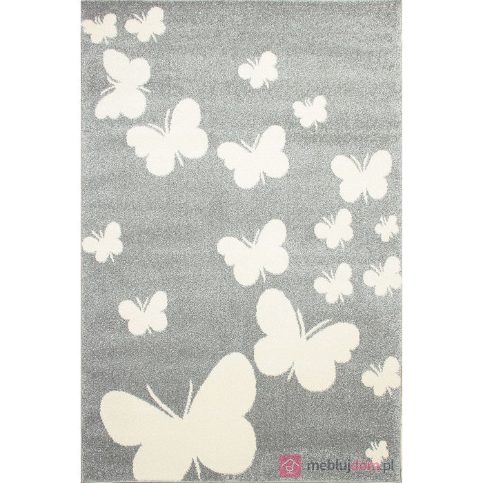 Dywan KIDDY E331A-SFS21 GREY/WHITE szary dla dziecka w motylki