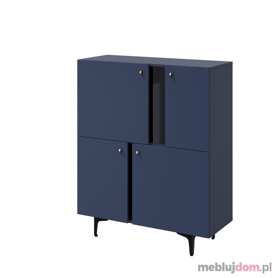 Komoda czterodrzwiowa granatowa COLOURS CS-01 na czarnych nóżkach nowoczesna