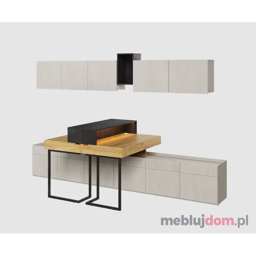 Zestaw mebli młodzieżowych TEEN FLEX SET-04B silk flou + hikora naturalna + raw steel