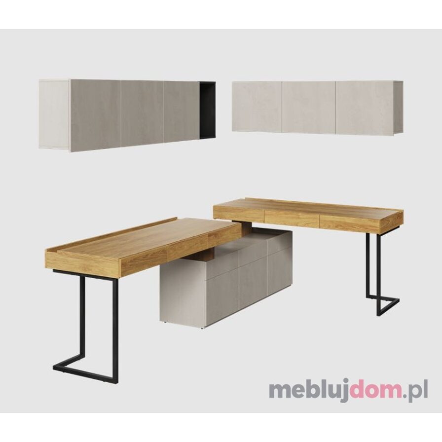 Zestaw mebli młodzieżowych TEEN FLEX SET-08A silk flou + hikora naturalna + raw steel