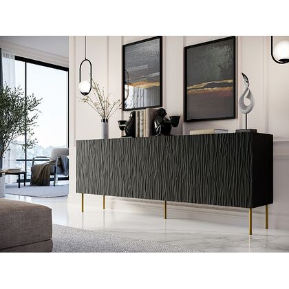 Komoda JUNGLE GOLD 190 Czarny Mat + Złoty