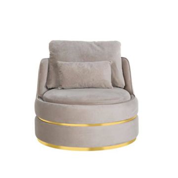 RICHMOND fotel obrotowy KYLIE KHAKI VELVET Beżowy ze złotą podstawą