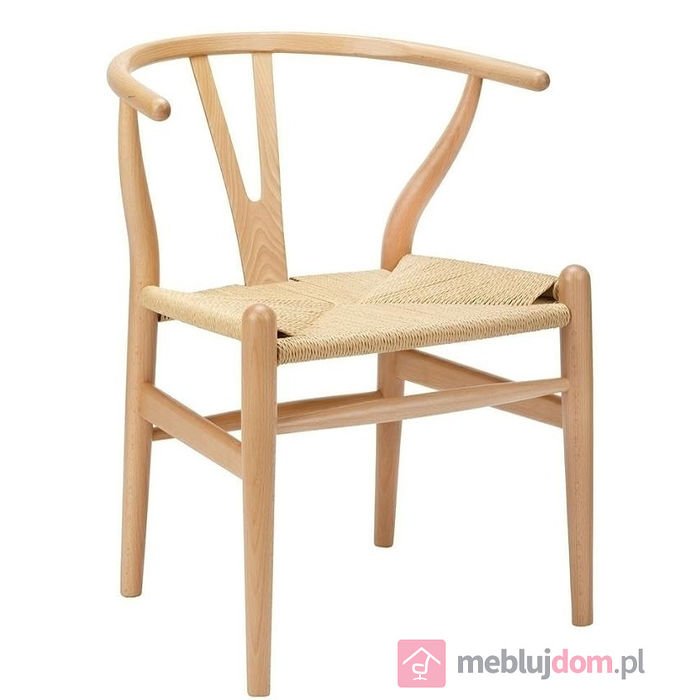 Krzesło WISHBONE drewniane bukowe z siedziskiem z naturalnego włókna
