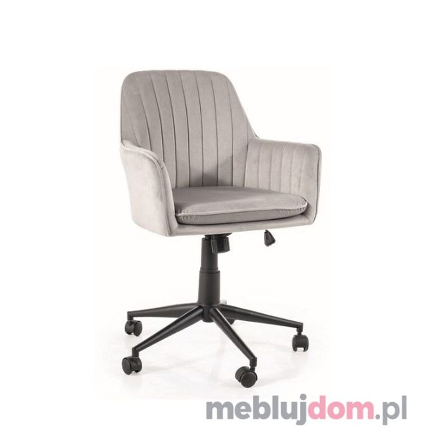 Fotel obrotowy Q-886 VELVET Signal jasnoszary tapicerowany tkaniną Bluvel 03 na czarnej podstawie