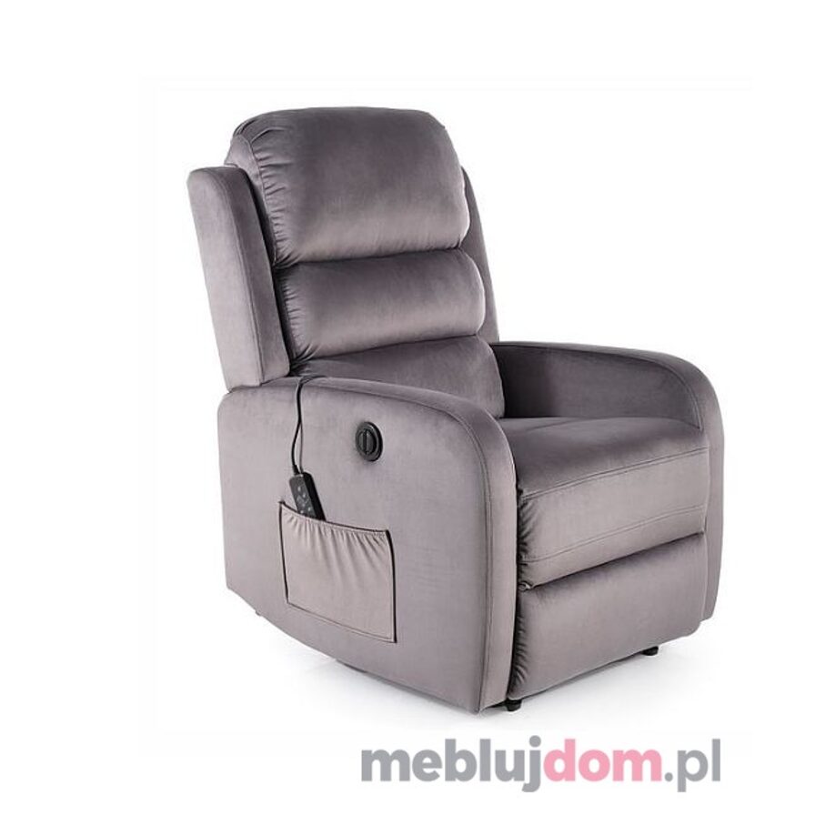 Fotel relaksacyjny PEGAZ M VELVET Signal Szary - Bluvel 14